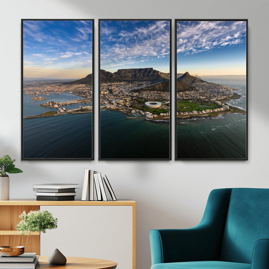Cape Town Wall Art Canvas Print | Table Mountain Coastal Skyline Panorama