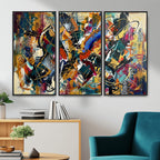 Geometric Abstract Wall Art Canvas Print, Orange Blue