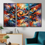 Geometric Abstract Wall Art Canvas Print, Orange Blue