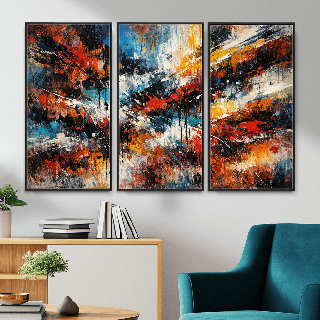 Lyrical Abstract Wall Art Canvas Print, Orange Blue Abstract