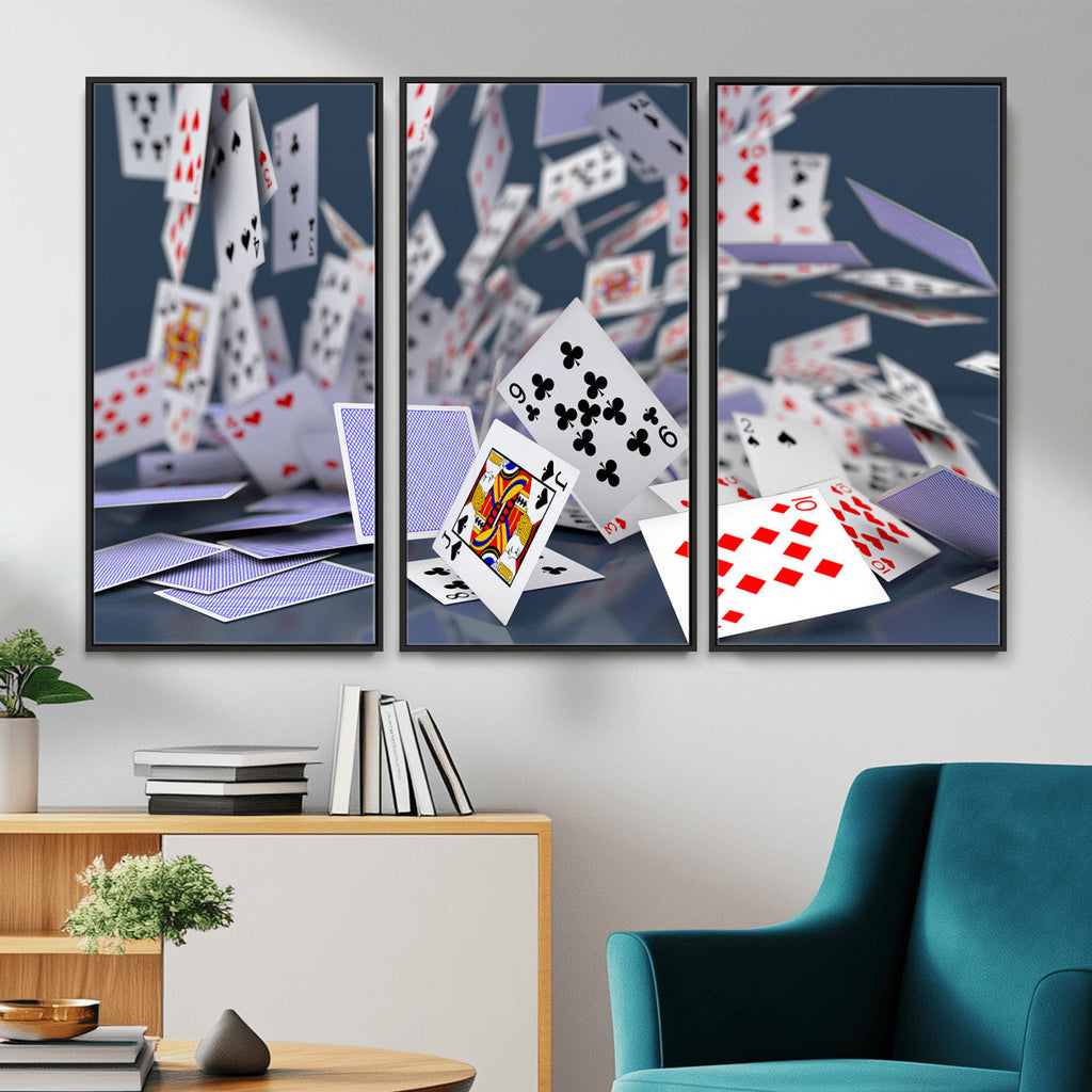 Playing Cards Canvas Wall Art | Casino Game Room Decor