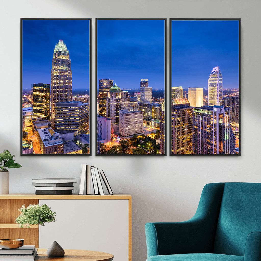 Charlotte Skyline Canvas Wall Art Print | North Carolina Cityscape