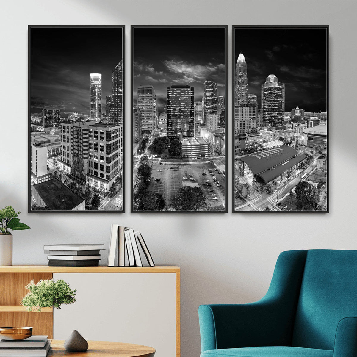 Charlotte Skyline Canvas Wall Art Print | North Carolina Cityscape