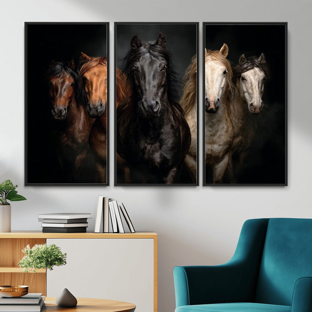 Horse Wall Art Canvas Print, Wild Horses Portrait Photography, Rustic Ranch Decor
