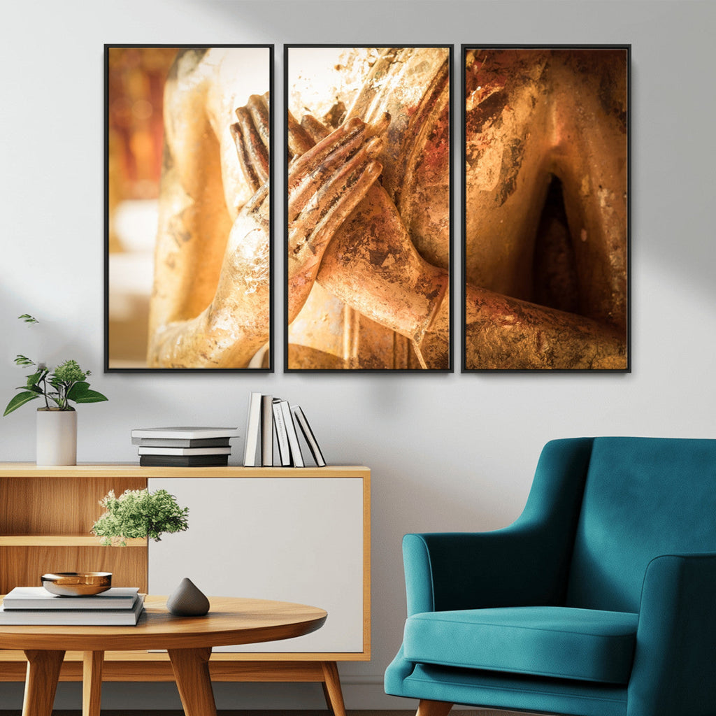 Buddha Statue Hands Wall Art Canvas Print