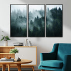 Misty Forest Wall Art | Serene Green Landscape Canvas Print