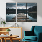 Wooden Bridge Near Lake Wall Art Canvas Print