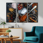 Spices and Seasonings Canvas Wall Art | Colorful Triptych Kitchen Decor