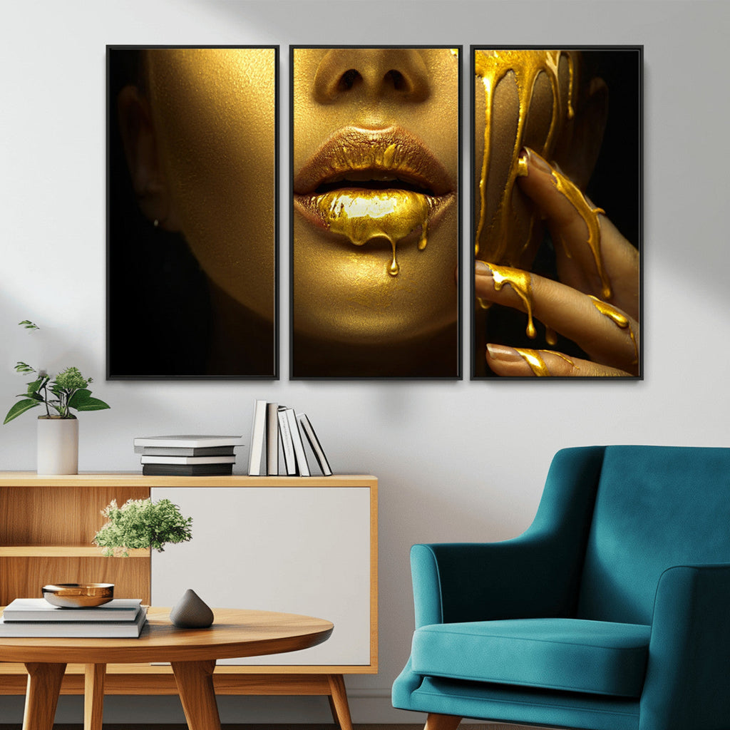 Gold and Women Wall Art Canvas Print