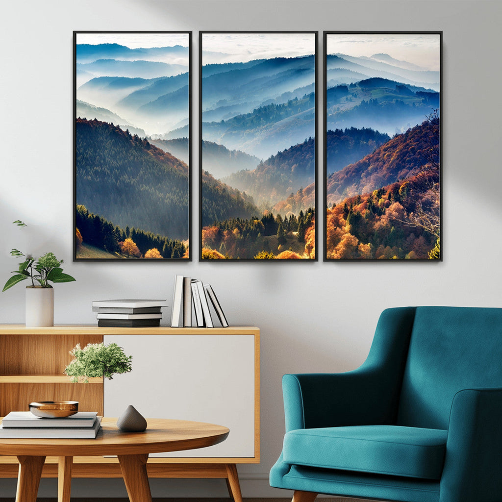 Mountains Forest Autumn Wall Art Canvas Print