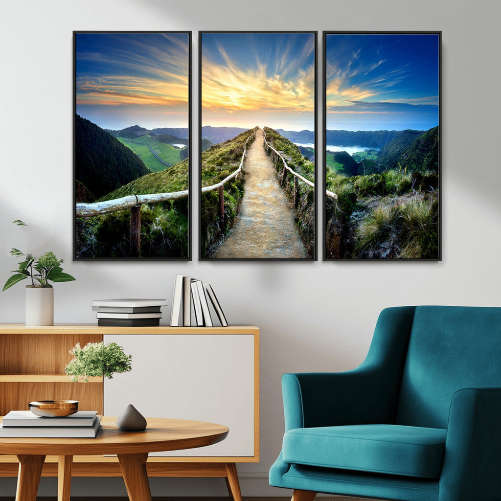 Mountain and Sunset Wall Art Canvas Print