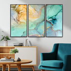 Green Marble Fluid Effect Abstract Canvas Wall Art Print