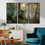 Baby Bears in Forest Wall Art Canvas Print