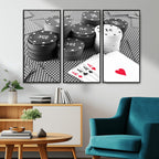 Poker Game Cards Wall Art Canvas, Multi Panel Wall Art