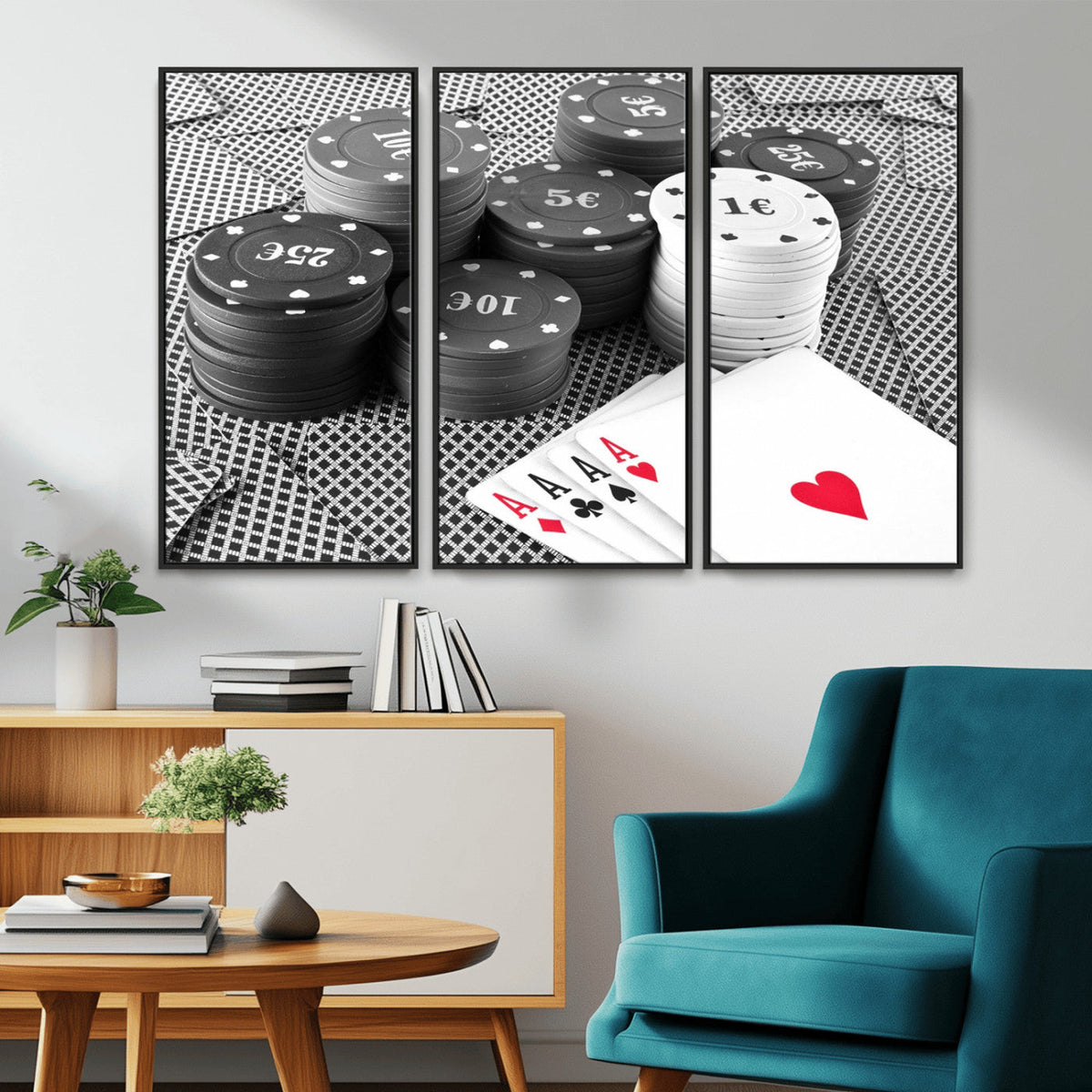 Poker Game Cards Wall Art Canvas, Multi Panel Wall Art