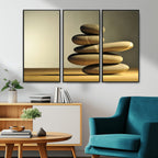 Fluvial Zen Stones Canvas Wall Art Print