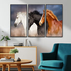 Animal Wall Art Three Horses Farmhouse Art Canvas Print