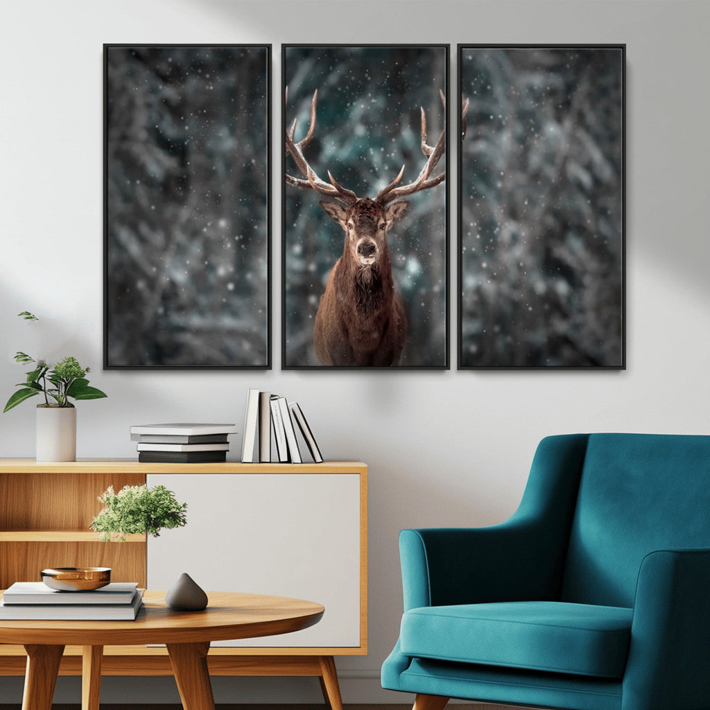 Wall Art Deer Art Animal Canvas, Framed Wall Art Deer Canvas
