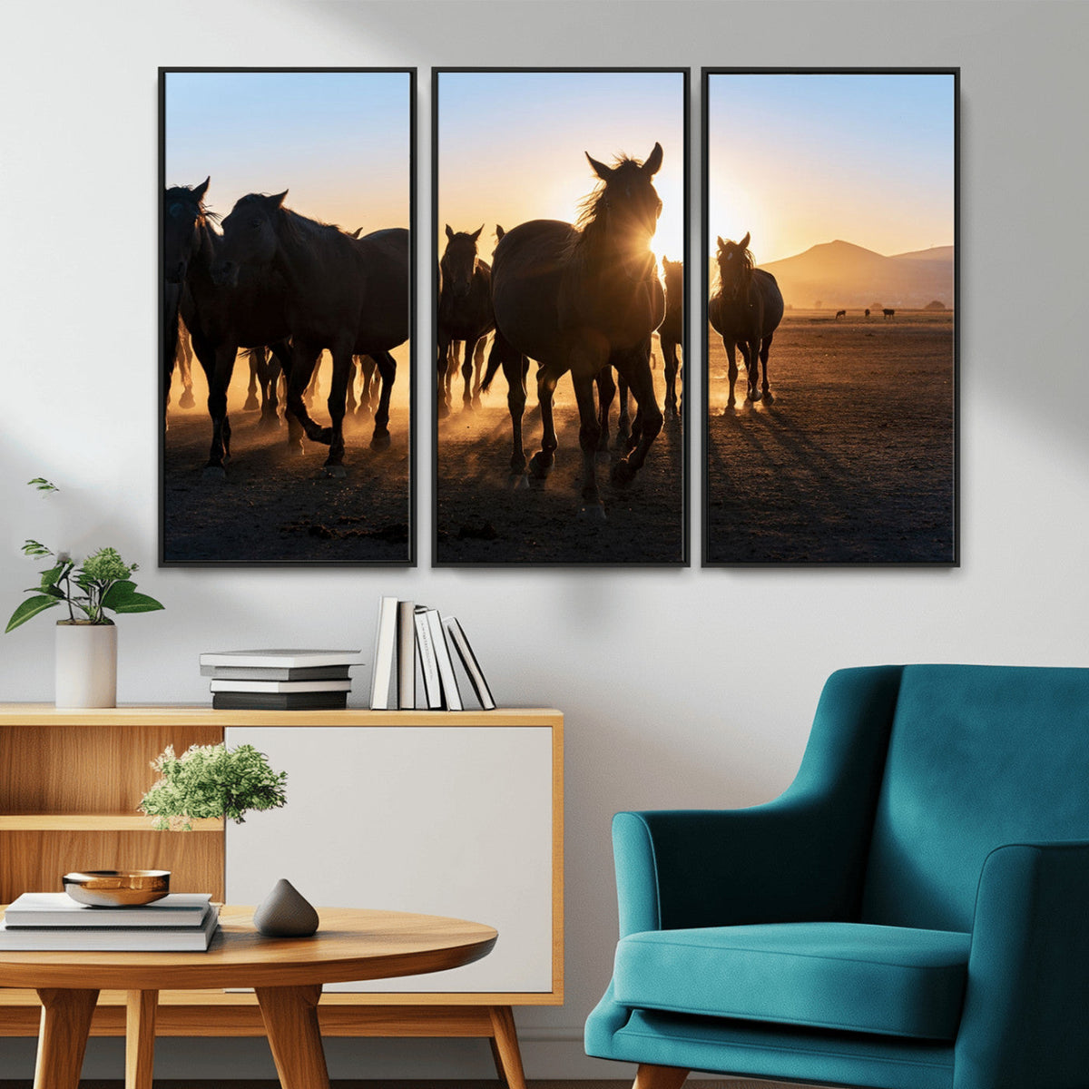 Horse Herd Wall Art Animal Canvas Print