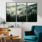Captivating Misty Forest Wall Art Premium Canvas Print, A Foggy and Serene Atmosphere