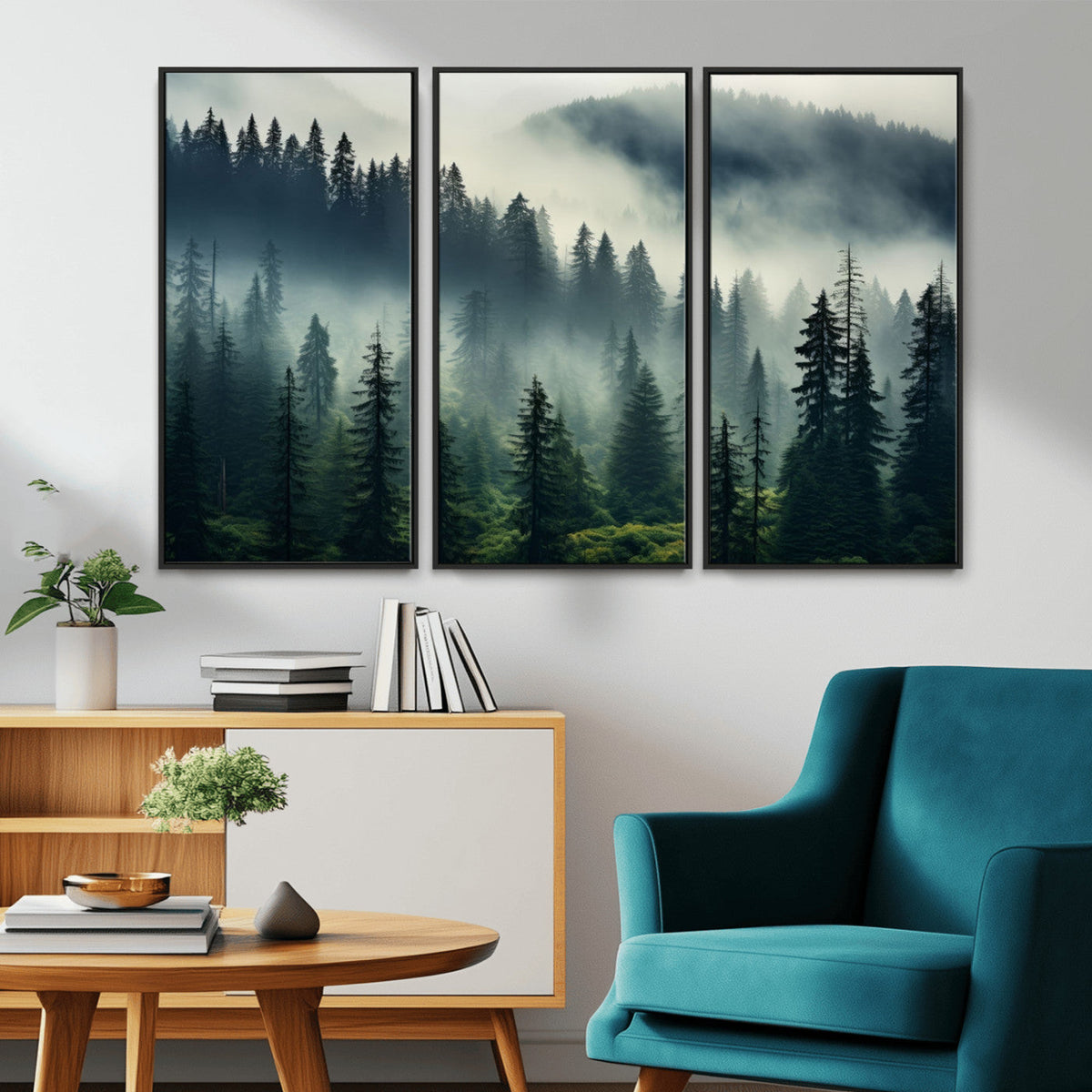 Captivating Misty Forest Wall Art, Foggy and Serene Atmosphere Canvas Print
