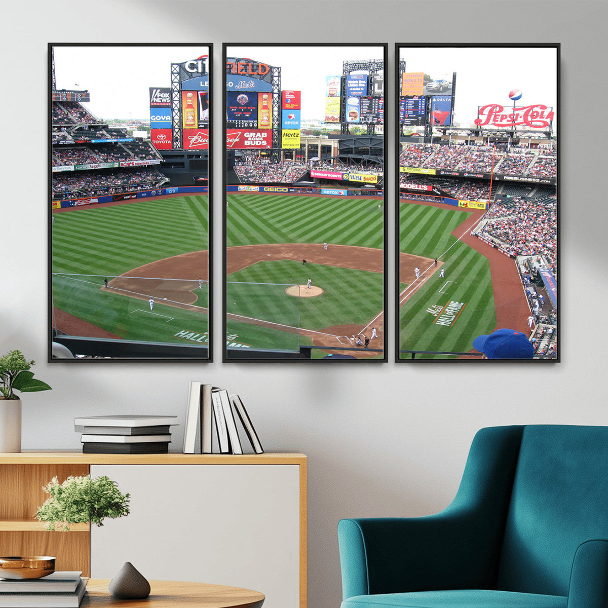 New York Mets Baseball Team Print, Citi Field Baseball Stadium Wall Art