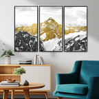 Gold Abstract Mountains Wall Art Print on Canvas, Nature Wall Art Print
