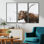 Rustic Bull Wall Art Canvas Print, Modern Longhorn Farmhouse Animal Decor