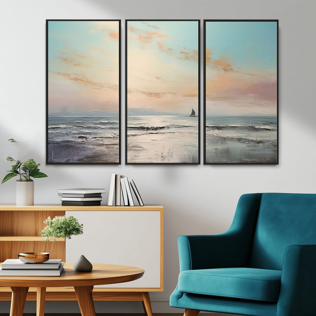 Abstract Ocean Wall Art, Boat Wall Art Canvas Print