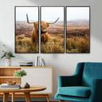 Scottish Highland Cow Canvas Wall Art, Rustic Farmhouse Decor