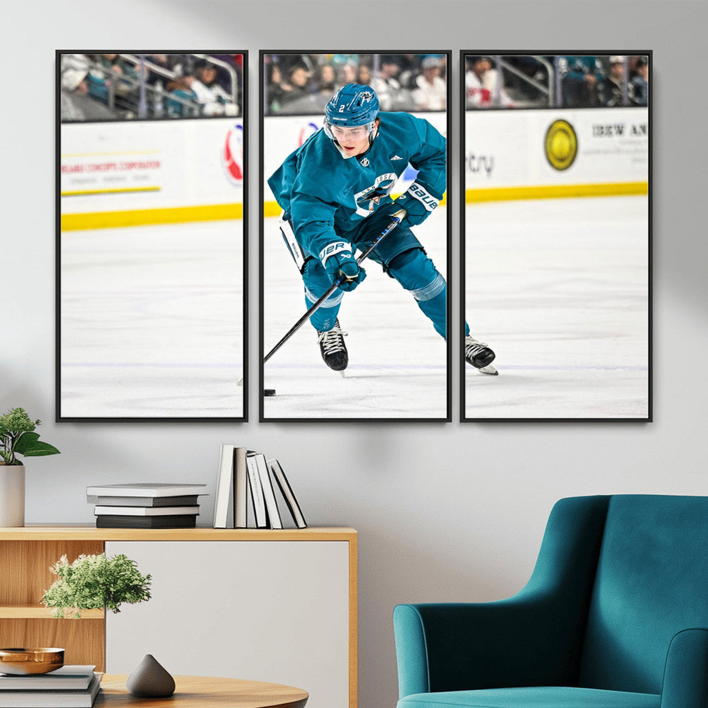 San Jose Sharks Ice Hockey Player Wall Art Canvas Print