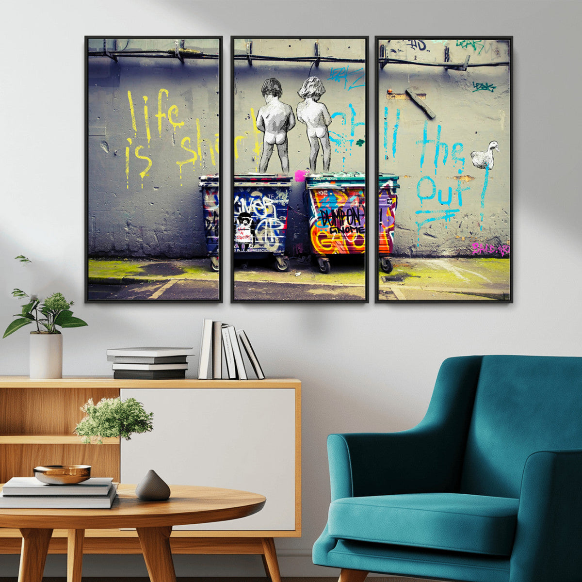 Banksy Life is Short Wall Art, Iconic Graffiti Street Art Canvas Print