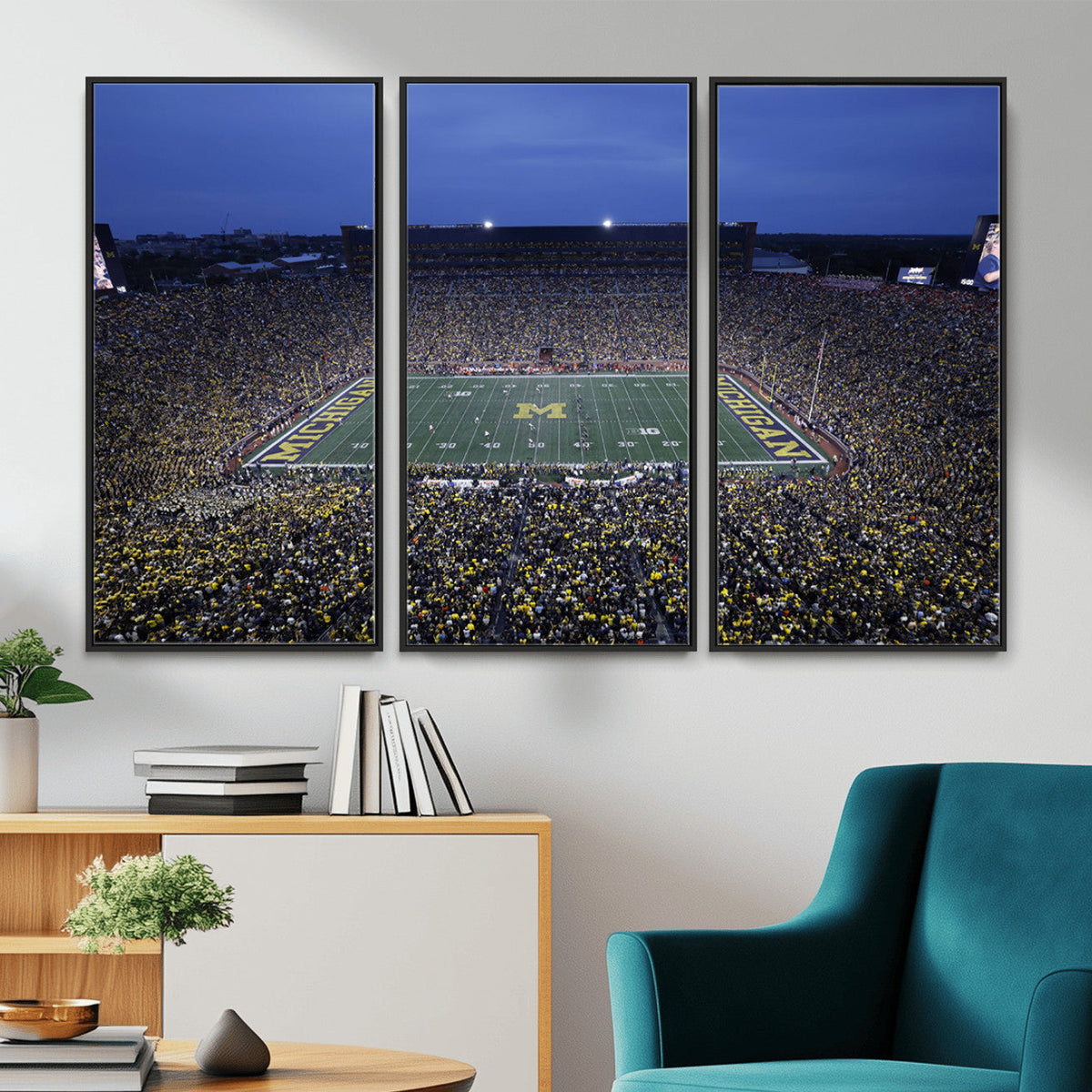 University of Michigan Wolverines Football Team Print, Ann Arbor, Home Bar Wall Decor