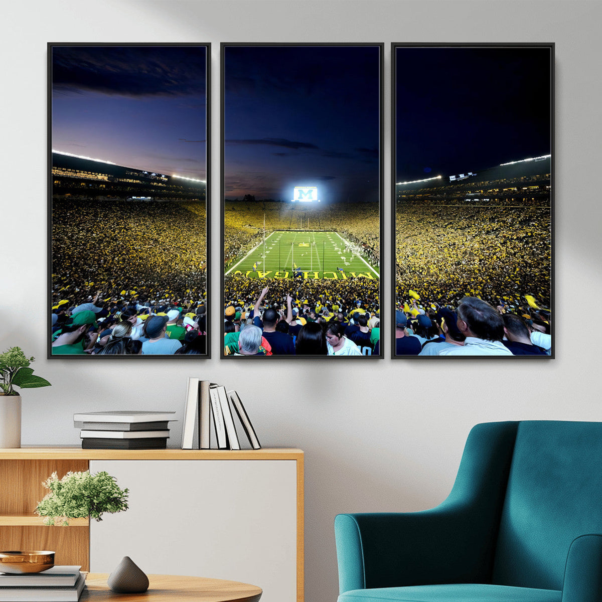 University of Michigan Wolverines Football Team Print, Ann Arbor, Extra Large Game Room Wall Decor