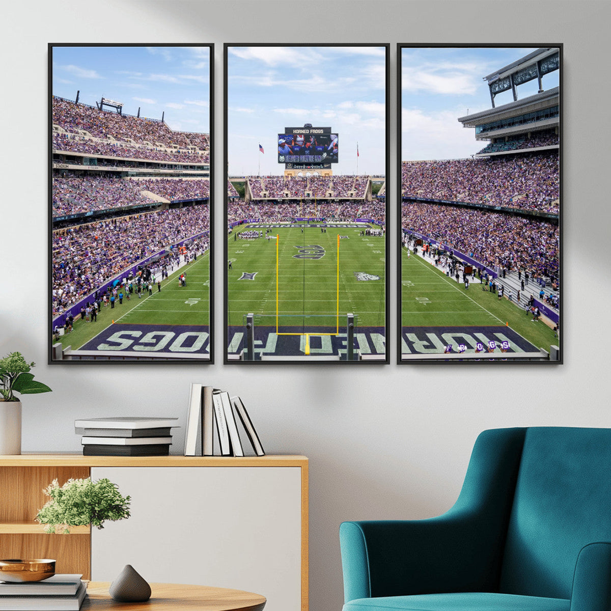 TCU Horned Frogs Football Team Print, Fort Worth Amon G. Carter Stadium, Framed and Ready to Hang
