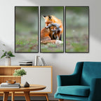 Heartwarming Fox and Baby Cub Wall Art | Canvas Print of Foxes in Nature