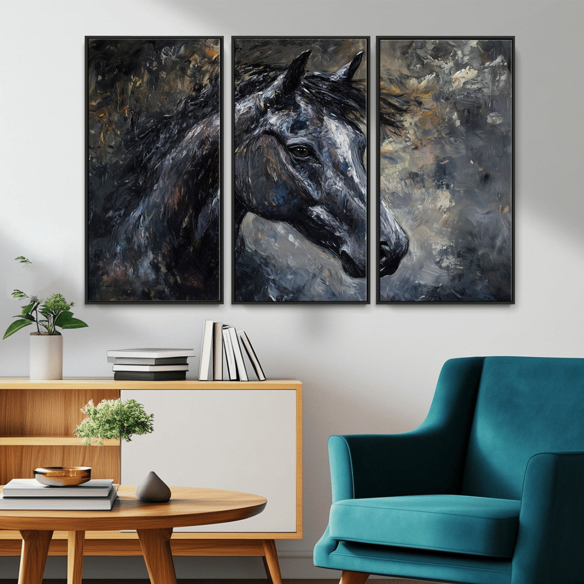 Large Abstract Horse Wall Art Canvas Print, Farmhouse Wall Art