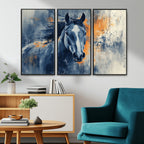 Abstract Blue Horse Wall Art Print Canvas | Western Horse Wall Art for Farmhouse Decor