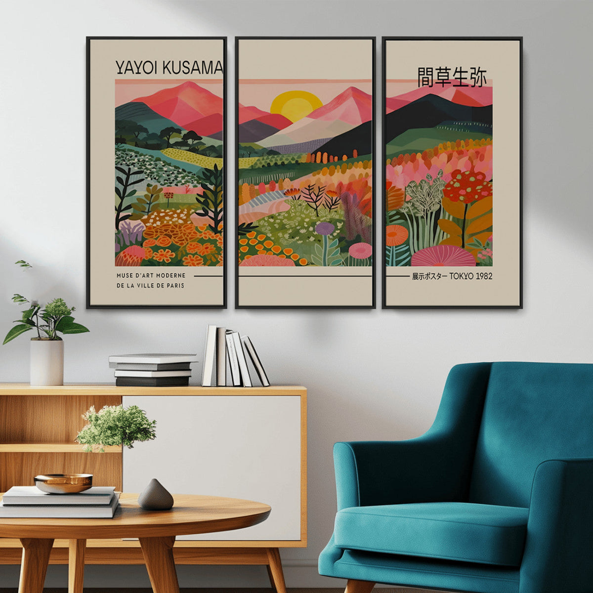 Yayoi Kusama 1986 Wall Art Print, Wabi Sabi Japanese Vibrant Abstract Landscape Canvas
