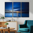 Blue Sunset Ocean Canvas Wall Art Print | Serene Coastal Horizon