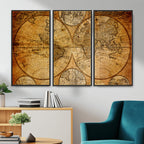 Vintage World Map Canvas Print | Antique Push Pin Travel Map