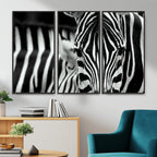 Zebra Wall Art | Zebra Close Up Canvas Print | Framed Black and White Wildlife