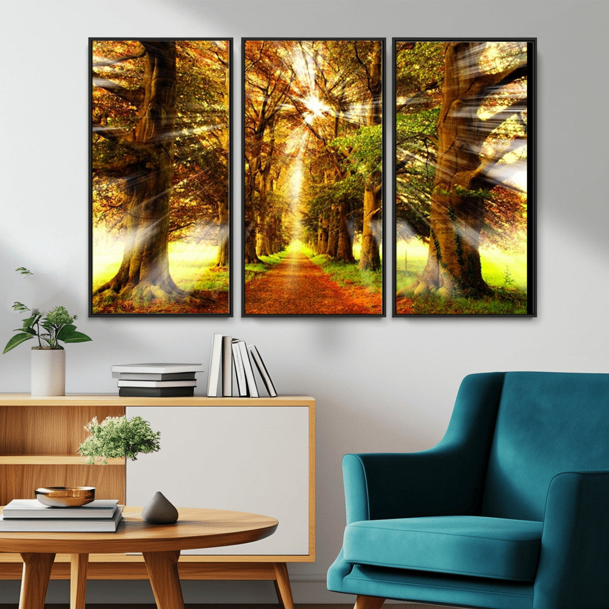 Sunshine in Forest and Trees Wall Art Canvas Print