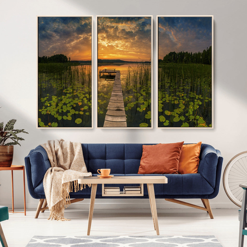 Lake and Flower Wall Art Canvas Print