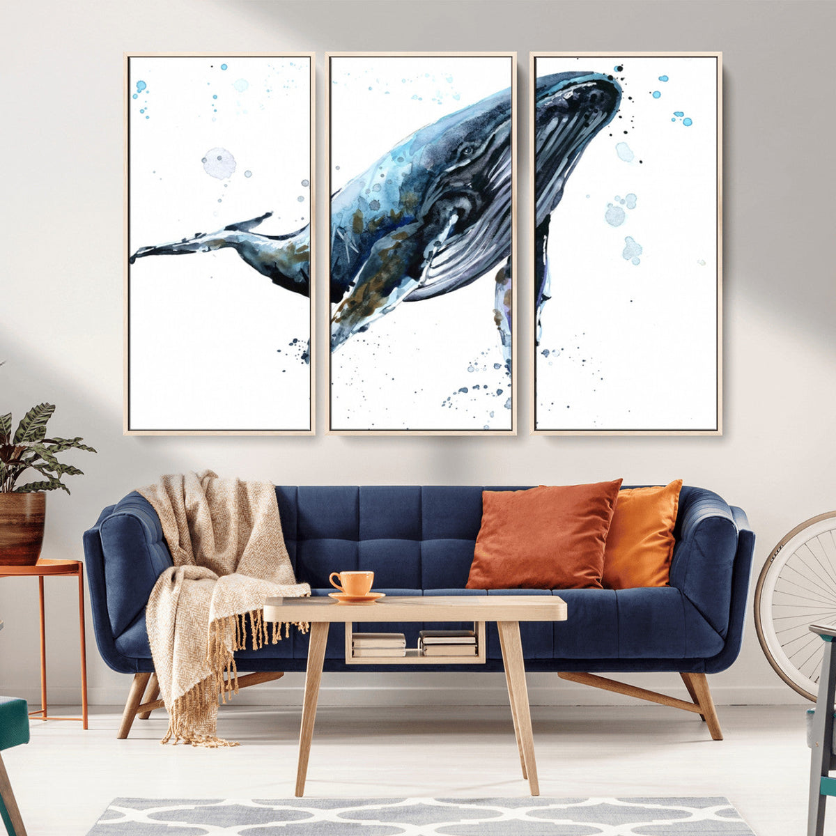 Watercolor Whale Wall Art Canvas Print