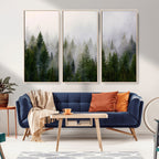 Forest Wall Art Canvas Print | Foggy Forest Wall Art | Pine Wood Forest Print