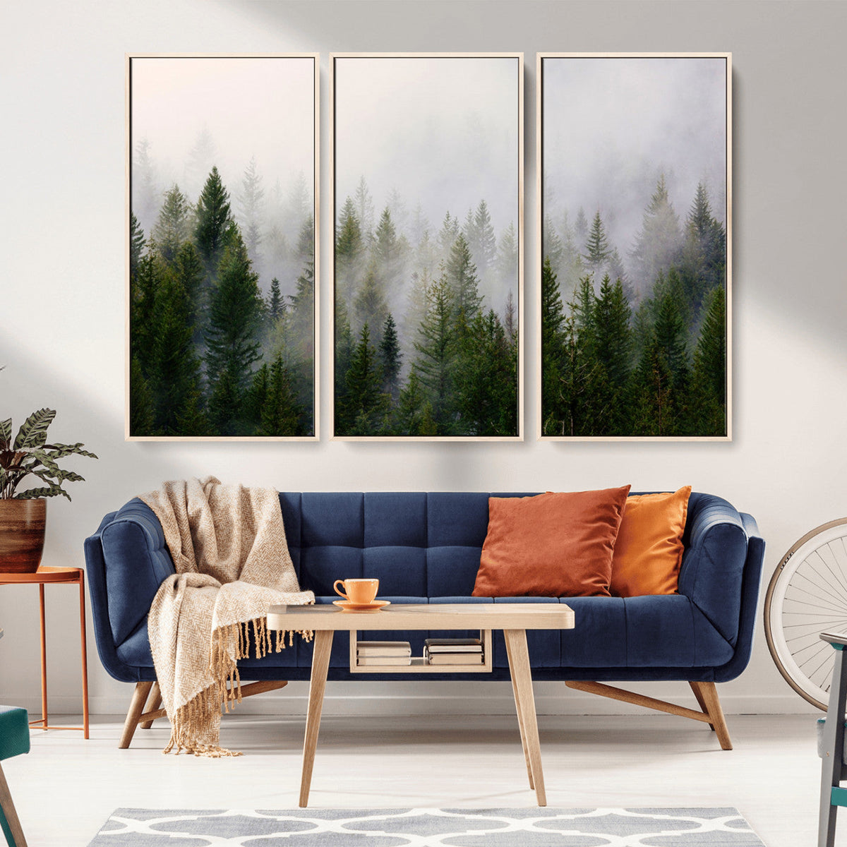 Forest Wall Art Canvas Print | Foggy Forest Wall Art | Pine Wood Forest Print