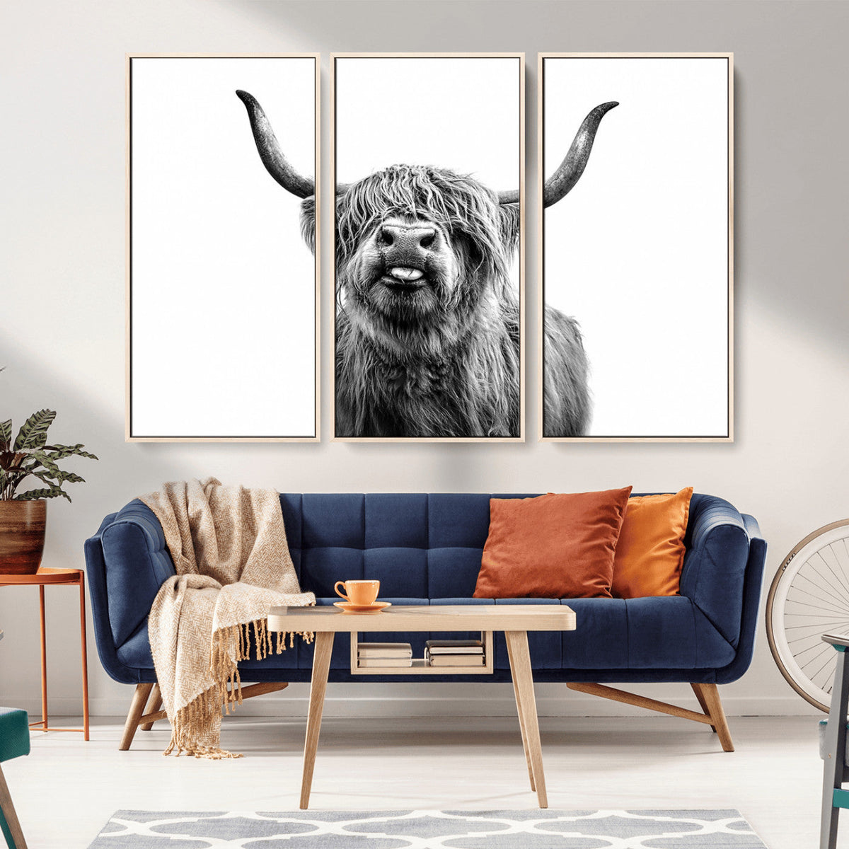 Fanny Scottish Highland Cow Cattle Art Print Farmhouse Wall Art Canvas Print