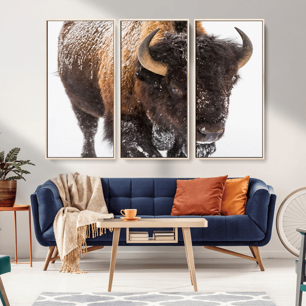 Bison Wall Art Canvas Print For Farmhouse, Wild Animal Wall Art