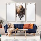 Bison Winter Wall Art Canvas Print For Farmhouse Decor